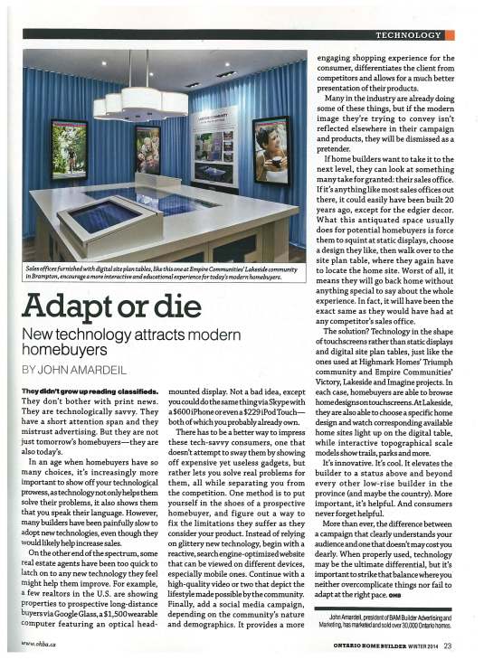 John's OHB Magazine article Winter 2014 - scan of published copy